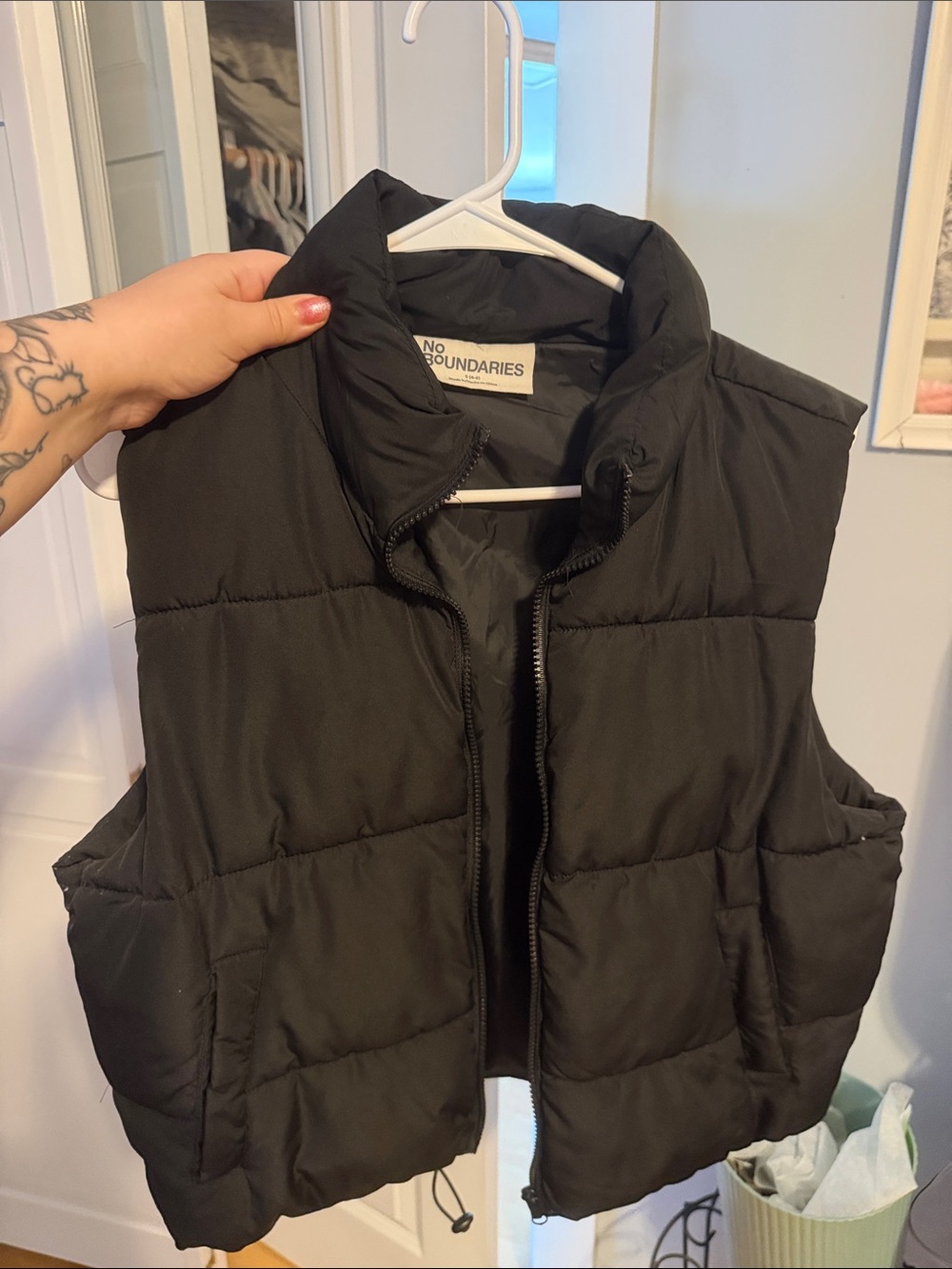 No Boundaries Black Quilted Puffer Vest